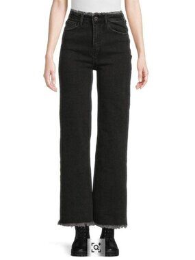 Etienne Marcel Wide Leg Fray Jeans Size 26 Black Stretchy NWT $276